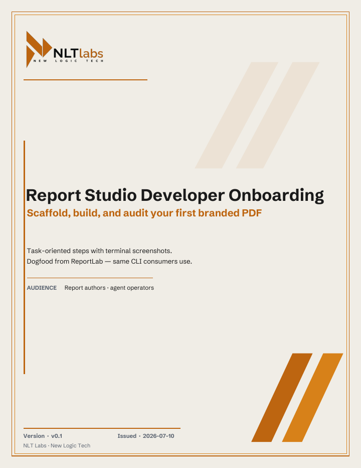 First page preview of Report Studio Developer Onboarding